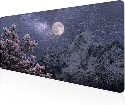 Musmatta lila spelmusmatta körsbärsblommor stor skrivbordsmatta 1 600 x 800 x 3 mm, arbete från hem väsentligheter halkfri gummibas speciell texturerad vattentålig yta slitstark för bärbar dator Y1