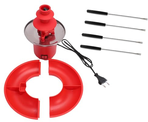 Mingzhe Máquina de Fuente de Chocolate Elegante Fundidor Queso Fondue Eléctrico 3 Niveles Acero Inoxidable para Suministros Fiesta Aniversario Reunión Familiar (Enchufe europeo 220V)