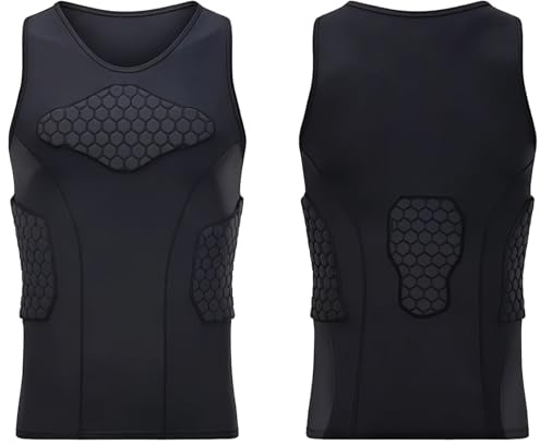 PRO - Gilet protettivo per lo sport, protezione pettorale regolabile, per basket, baseball, traspirante, ad asciugatura rapida, per uomini, giovani e adulti, nero, L, XL, XXL, XXXL