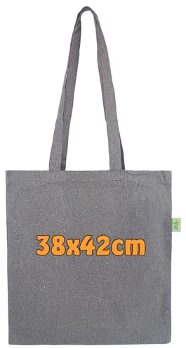 Cottonbagjoe 25 Recyclingtaschen aus recycelter Baumwolle | 38x42 cm | Öko - Baumwolltaschen | robust, mit dickem Stoff und langen Henkeln | Stofftaschen