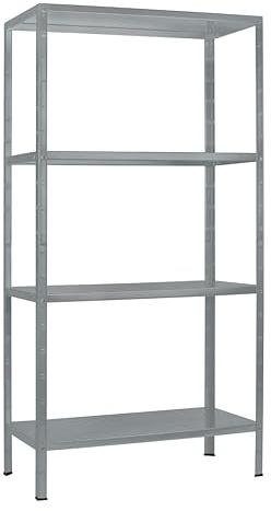 SCHULTE Regalwelt Steckregal mit 4 PowerMAX Fachböden, 65 kg Tragkraft, 190x100x40 cm (HxBxT), Granit-Struktur, Lagerregal, Werkstattregal, Kellerregal, Garagenregal, Metallregal