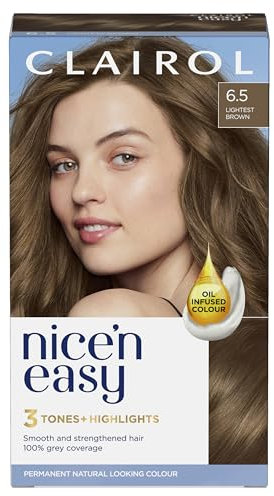 Clairol Nice'n Easy Crème, Natural Looking Oil Infused Permanent Hair Dye, 6.5 Lightest Brown