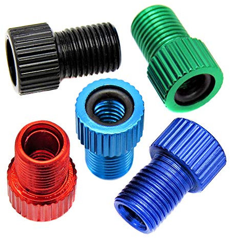 Amazing Bits Bike Valve Adapter - Convert Presta to Schrader - French/UK to US - Inflate Tire Using Standard Pump or Air Compressor (5 Pack)