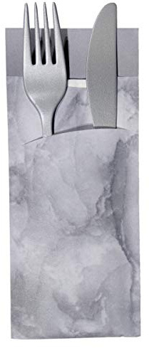 Gastropapier 520 Bestecktaschen mit Serviette grau marmoriert 20 cm