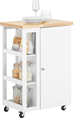 SoBuy Mueble Auxiliar de Cocina, Ruedas y 3 estantes Laterales, 60x40x90cm