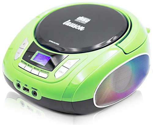 Lauson NXT56X Boombox con Reproductor de CD MP3 | Radio portátil Reproductor de CD estéreo con USB | Reproductor de CD para niños | Luz LED | Conector para Auriculares (3.5 mm)