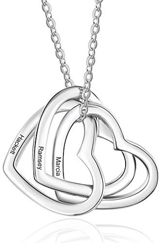 kaululu Halskette Damen Personalisiertes Kette mit Namen Namenskette mit Herz Edelstahl Silber 925 Anhänger für Mama Frauen Muttertagsgeschenk Personalisierter Schmuck