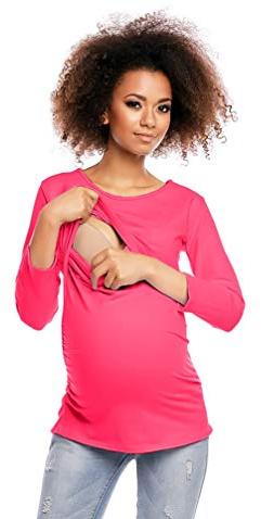 Selente Mummy Love Felpa con Cappuccio/Giacca/Maglia a Maniche Lunghe Premaman in 100% Puro Cotone, Maglia Fucsia, XXL