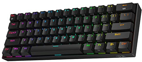 Redragon K530 Pro Draconic 60% Wireless RGB Mechanical Keyboard, Bluetooth/2.4Ghz/Wired 3-Mode 61 Keys Compact Gaming Keyboard w/100% Hot-Swap Socket, Free-Mod Plate Mounted PCB & Tactile Brown Switch