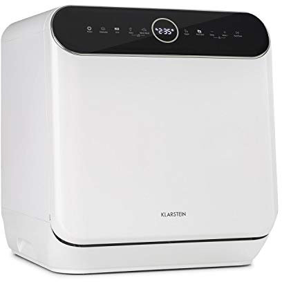 Klarstein Oceana - Mini Table-Top Dishwasher, EEC F, 125 kWh/Year, 2 Place Settings, Free-Standing, Installation-Free, 360 ° Wash, 6 Programmes, Touch Control, Water Consumption: 6 L, 58 dB, White