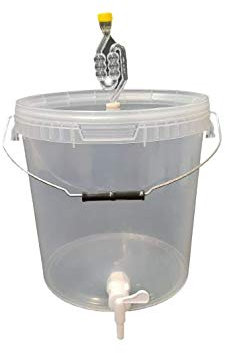 sil2018 Kompletter Gärbehälter 20L - Set: Gäreimer mit Gärröhrchen und Dichtgummi und Ablaufhahn aus Kunstoff, Eimer für Bier oder Wein mit Griff, transparent