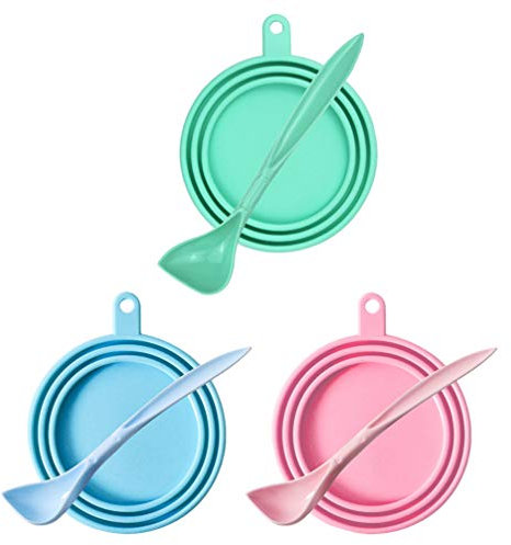 Balacoo Silikondeckel für Dosenfutter Katzenfutter Hundefutter Dosendeckel Luftdicht Silikon-Abdeckung Versiegelungsdeckel mit Löffel für Tierfutterdosen Tiernahrung 6 Stück