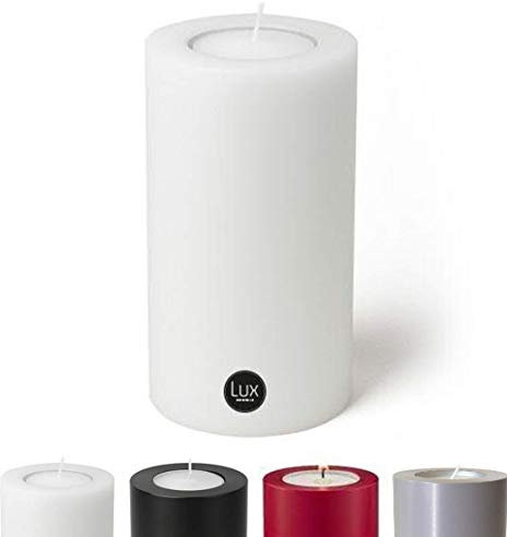 Lux Originals Trend Teelichthalter - Hochwertiges Kerzendesign - Stilvoll & Sicher - Kerzenersatz / Dauerkerze / Kerzenform (Ø 10cm - Höhe: 12cm (Maxi-Teelicht), Weiß)