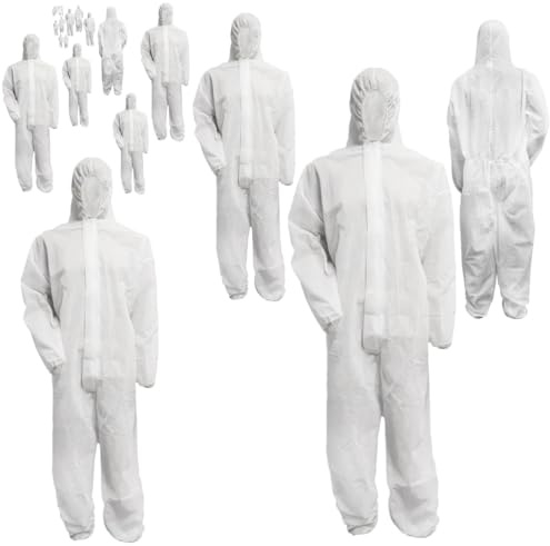 Bohrfux - 10 Stück PP Einweganzug Schutzanzug Einweg Overall Maleranzug 40g/m² Gr. L-XXXL (wählbar) Einwegoveralls Polypropylen Schutzoverall (XXL)