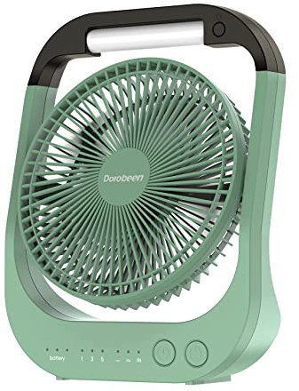 Dorobeen Rechargeable Fan, Battery Operated Fan, Portable Personal Fan, Battery Powered Desk Fan, With LED Light Fan, 8-Inch USB Fan with Timer, Quiet Fan for Bedroom, Home, Camping, Outdoor