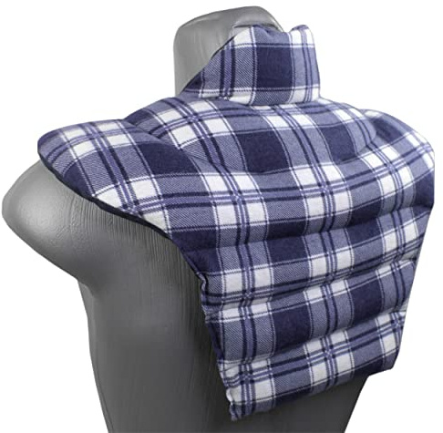 Nackenhörnchen HWS - Nacken + Schultern + Rücken - Rapssamenkissen - Nackenkissen Wärmekissen - Wärmendes Nackenkissen - Flanell karo-blau