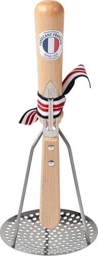 Roger Orfevre Presse-purée et éplucheur en acier inoxydable, 100% fabriqué en France, manche en bois (naturel)