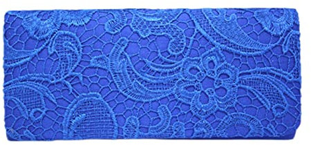 Insun Damen Clutch, Spitze Abendtasche mit Kette, Elegante Umschlag Tasche für Hochzeit Wedding Prom Party Königsblau 2 26.5 x 12 x 4.5 cm