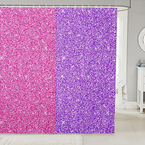 JOKITA Duschvorhang 200x200 Pink Lila Duschrollo Wasserabweisend Anti-Schimmel mit 12 Duschvorhangringen, 3d Bedrucktshower Shower Curtains, für Duschrollo für Badewanne Dusche