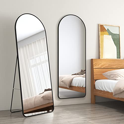 EMKE Standspiegel Schwarz 160x60cm Ganzkörperspiegel Groß mit Aluminiumrahmen ganzkörperspiegel Schwarz für Schlafzimmer, Wohnzimmer, Flur und Garderobe
