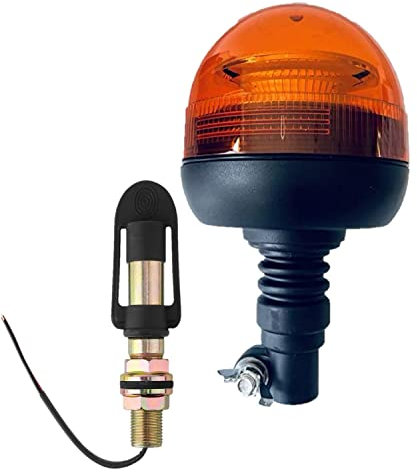 Matel Service Rundumleuchte orange, Warnleuchte mit flexiblem Fuß LED 12V 24V Für Straßenver 3 Funktionen R65 mit Aufsteckrohr Halterung