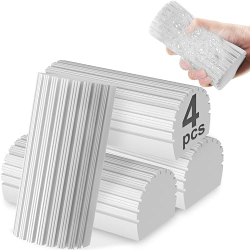 Fikoksol 4 esponjas húmedas grises para limpiar zócalos, persianas, rejillas de ventilación, maletero de ventana, borrador de esponja mágica reutilizable para limpiar zócalos, suministros de limpieza