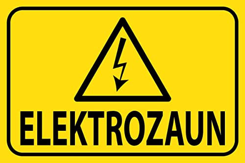 mrdeco Metall Schild 12x18cm gewölbt Elektrozaun Warnschild Vorsicht Deko Blechschild Tin Sign