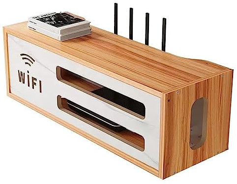 Wandmontierte Router-Halterung, schwebende Regale, WLAN-Aufbewahrungsbox, einlagig, Wand-Aufbewahrungsboxen, Kabelbox groß, Kabel-Versteckbox, Kabelmanagement-Schreibtischbox 49,4 x 18 x 19,4 cm ( Col