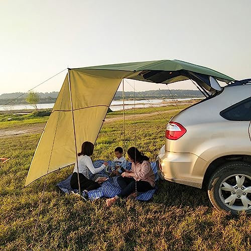 BBTISG Biltält markis campingtält, bil baklucka markis utomhus camping fordon solskydd tält för SUV, husbil, camping, fiske, strand (440 x 200 cm)