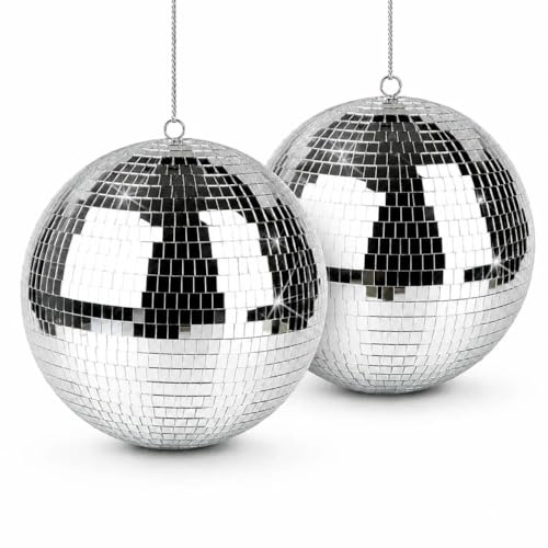 Discokugel Mini,Spiegelkugel,12Pcs Discokugel,5cm Silberne Hängekugel,Silber Discokugel,Silberne Spiegelkugeln,Spiegel Discokugeln,Klein Spiegelkugel,bruchsicher Weihnachtsdekorationen Baumkugeln
