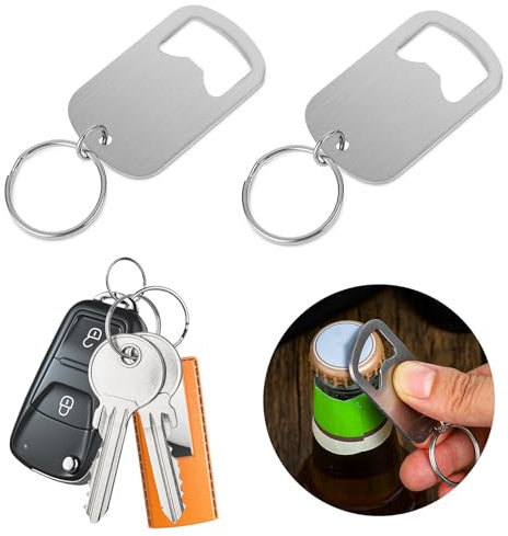 Ouligay 2Pcs Bottle Opener with Keyring Beer Bottle Openers Stainless Steel Keychain Flat Bottle Opener for Home Kitchen Bar Party Restaurant