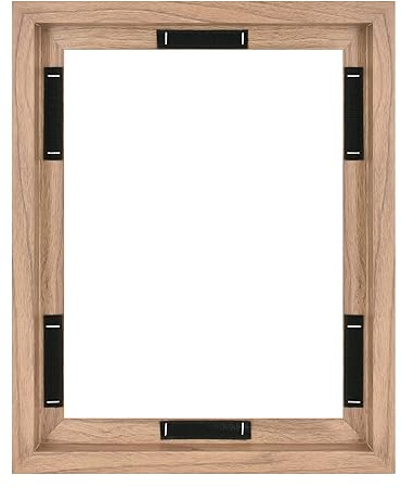 MCS Canvas Float Frames 11x14 Frame, Walnut Woodgrain for Finished Canvases, Vertical & Horizontal Wall Hanging Large with Adhesive for Canvas Paintings (1-Pack)