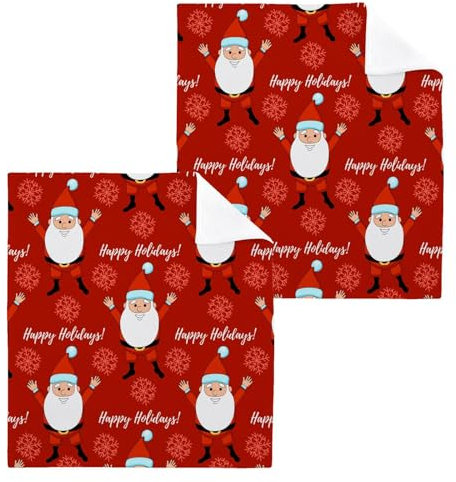 ISAOA Weihnachts-Waschlappen für Badezimmer, Spa, Hotel, Weihnachtsmann, Gästehandtücher, Waschlappen, saugfähig, schnell trocknend, 4 Stück, 30 x 30 cm