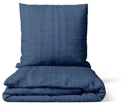 LARAWELL Bettwäsche 135x200 blau gestreift Bettwäsche-Sets, kuschelweich, hypoallergen, bügelfrei Premium
