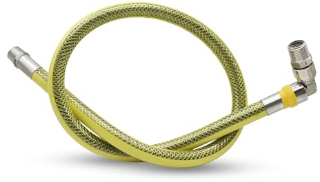 DOJA Barcelona | Flexibler Gasanschluss mit Ventil | 1er Pack | 1/2 Gasschlauch | 1000mm | Edelstahl | Für flexible Gasregler, Gasschlauch, Butan Gas Schlauch