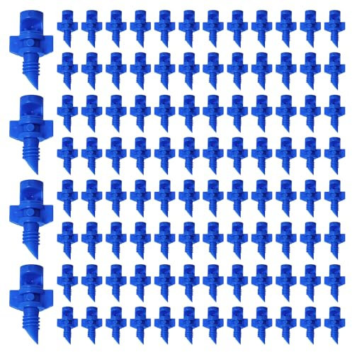 VooGenzek 100 Stücke Mini Düsen Micro Spritzer, 90 Grad Mikro Wassersprühnebeldüse Sprinkler Bewässerungssystem, Garten Sprinkler Sprüher Sprühdüse, für Hydrokultur-Gartenbewässerung