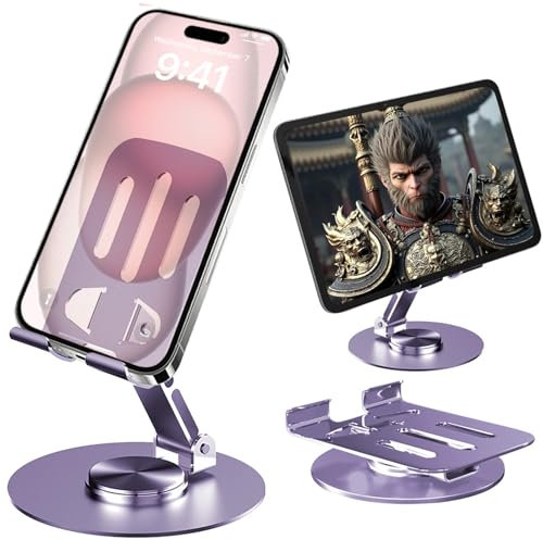 GOZOPO Foldable Phone Stand, Multi-angle Adjustable Cell Phone Holder for Desk, Compatible with All Smartphones, iPhone 16 15 14 13 Pro Max Plus, iPad, Tablet 4-10 inch