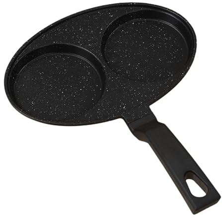 Folpus Nonstick Pan Egg Frying Pan Steak Pot Oil Fryer Cooking Pot French Fries Cooker Multiuse Practical Omelet Pan Pancake Pan, Black, 2 Holes