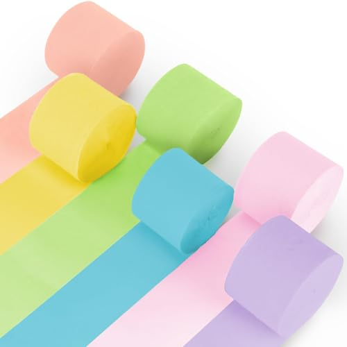 MAQIHAN Serpentinas de papel crepé para fiesta, 6 rollos de papel crepé de 528 pies, Halloween, Acción de Gracias, Navidad, San Valentín, San Patricio, 4 de julio, día de la independencia, boda, baby