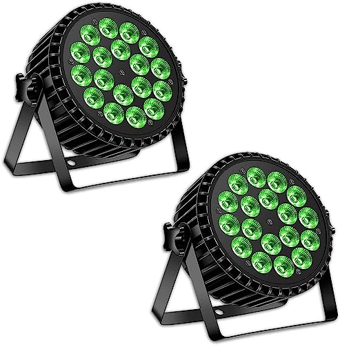 mytueetp 2PCS 200W RGBW Par LED Projecteur, 18 LED Lumière de Scène DMX4/8CH Jeux de Lumiere, Éclairage de Scène pour Fête Disco Mariage DJ Party Show Bar Halloween Noël