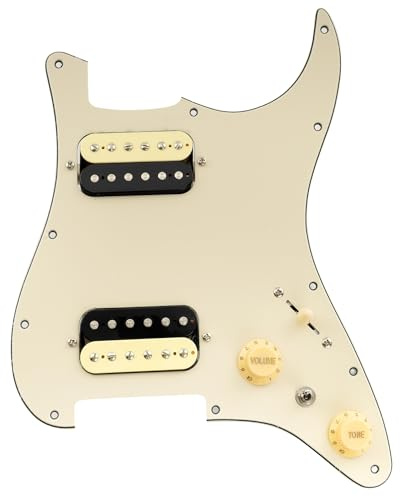 Musiclily Pro SE ST-HH-OMHA Vorverdrahtetes Schlagbrett 3-lagig Creme | mit Alnico 5 Humbucker Mini Toggle Schalter, für Strat Style E-Gitarre