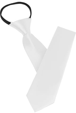 AUYAO Corbatas de Hombre, Preatada Corbatas con Cremallera Ajustable, Corbata Poliéster para Business Fiesta Boda, Regalos Originales para Hombre, Blanco