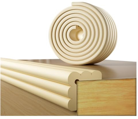 kantenschutz Kinder,Tischkantenschutz Baby 200cm x 8cm – Selbstklebender Schaumstoff-Schutz für breite Tischkanten – Sicherer Halt durch Power Tape, extra weich(Cremefarben/Beige) | Weiche Eckenschützer, Stoßfänger für Kinder, vorgeklebte Eckkissen, Anti-Crash Allzweck