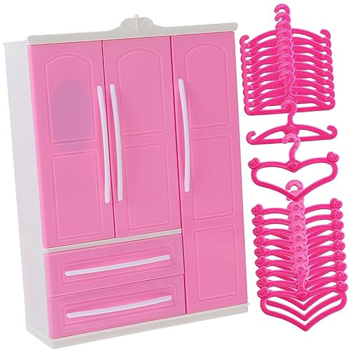 GALPADA 1satz Doll Closet Möbel Mit Abs Puppenschrank Mit Miniatur Kleiderbügeln Für Puppenhaus Für Kinderzimmer Dekoration Und Puppenbekleidung Aufbewahrung