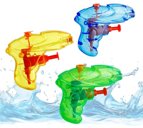 Set di 3 mini pistole ad acqua – ca. 8 cm con ampia portata pistola a spruzzo ad acqua piccola mini per bambini