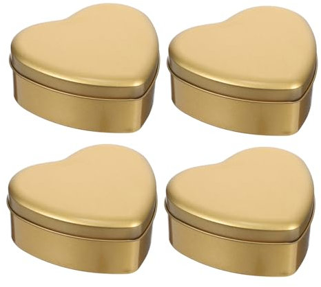 HOODANCOS 4pezzi Scatole Bomboniere Forma Cuore in Lattina Resistenti Per Caramelle e Dolci Decorativi