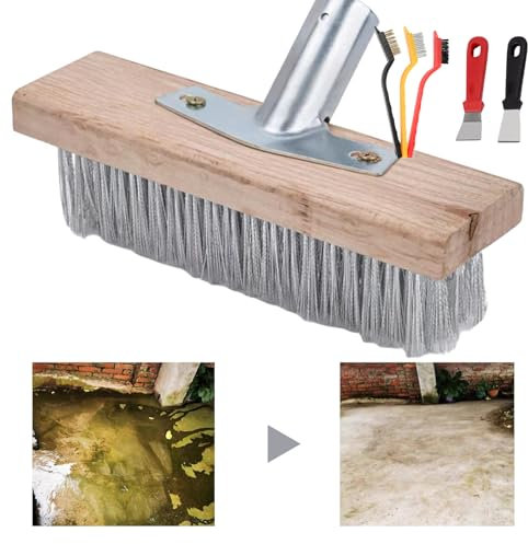 Outdoor Broom – 6 Piece Hard Bristle | Durablle Wire Broom Set | Metal Base for Effective Sweeping of Patios, Driveways & Garden Areas in All Weather Conditions