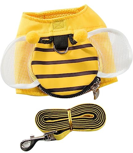 HOMOBABE Pet Harness and Leash Set Cute Mesh Wings and Zipper, Medium Size Dog Vest Harness Set for Walking and Training, Comfortable Puppy Chest Strap for Small to Medium Dogs