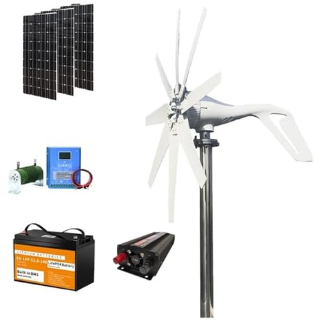 Inverter Pure Sine 12v 1000W Wind Turbine Generator 2000W Complete Power Supply System Kit Home Solar Panels(With Battery System,48V)