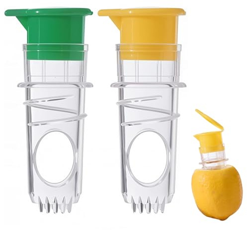 ChainYao 2 Pack Screw Top Lemon Squeezer, Manual Citrus Juicer Handheld Fruit Press with Built-In Filter, Portable Orange Lime Juice Extractor for Cocktails Kitchen Bar, BPA Free Food Grade Plastic